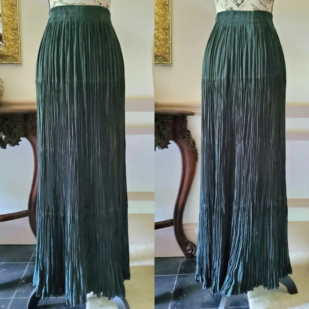 Vintage Niver Emerald Green Tiered A-line Western Skirt - Picture 2 of 9